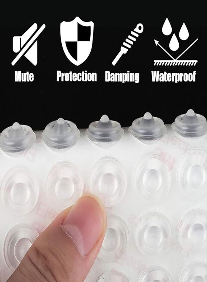 STORE 2508 Store2508 50 Pcs Double Buffer Design Cabinet Door Bumpers 0.4 x 0.2 Inches, Premium Sound Dampening Cabinet Bumpers Pads, Clear Self Adhesive Rubber Bumpers for Drawers, Cupboard - Image 3